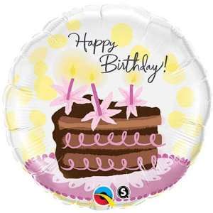  Happy Birthday Chocolate Cake Pink 18 Mylar Balloon 