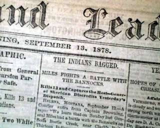 1878 NEWSPAPER Belfry Montana Battle of Clarks Fork INDIANS Bannock 