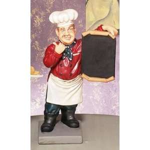    Fat Chef Waiter With Menu Board Bistro French