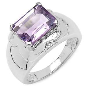  2.70 Carat Genuine Amethyst Sterling Silver Ring: Jewelry