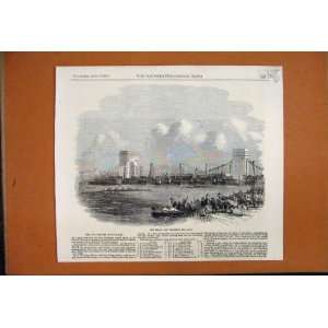  1858 Oxford Cambridge Boat Race Bridge Cheering Print 