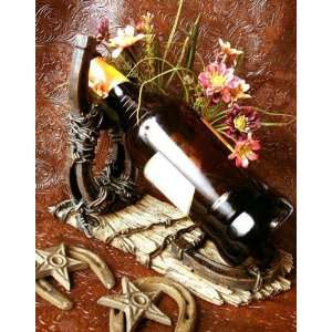  Old West Barn Wood Wine Bottle Holder: Home & Kitchen