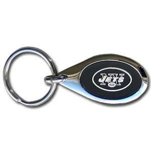 New York Jets Black Oval Key Chain   NFL Football Fan Shop Sports Team 