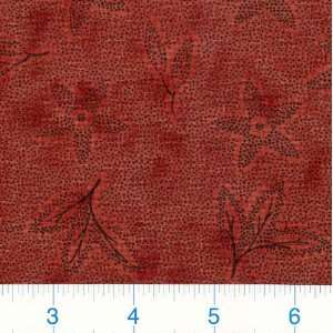  45 Wide Magnolia Hill   Lacquer Red/Black Fabric By The 