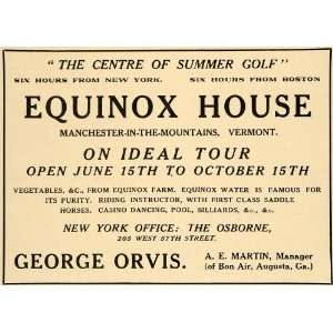  1910 Ad Equinox House Hotel Manchester Mountain Vermont 