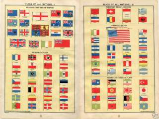 Large 1940 Philips Atlas Plate Flags of All Nations  
