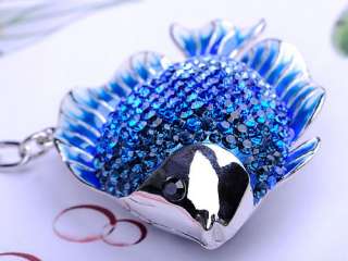 Deep Blue Enamel Ocean Saltwater Sea Fish Swarovski Crystal Rhinestone 