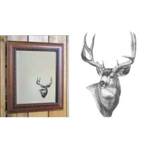    Wildlife Mirror   Etched Deer Rustic Mirrors: Home & Kitchen