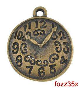 10 x Antique Gold Alice in Wonderland Clock Charms Steampunk   TS111 