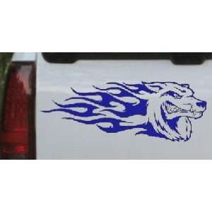 3in X 8.1in Blue    Wolf With Tribal Flames Tribal Car Window Wall 