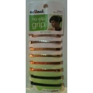 Scunci No Slip Grip Textured Hair Barrettes 2 each Gold, Silver, Bronz 