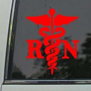  Caduceus Registered Nurse RN Red Decal Window Red Sticker 