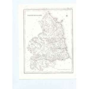  Large Antique Map C1835 Northumberland
