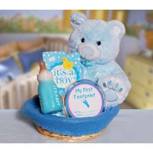  Baby Boy Blue Teddy Bear Gift Basket: Baby