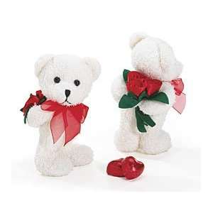  Cute White 7 Teddy Bear Plush Holding a Valentines Red 