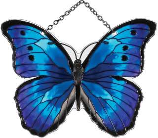 Blue & Black Butterfly SUNCATCHER Stained Glass  
