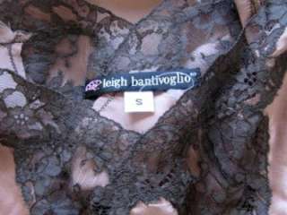 LEIGH BANTIVOGLIO Mauve Pink Silk & Black Lace Camisole  