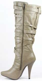 Taupe Gray High Heel Platform Tall Knee Boot 8 us Anne Michelle Chaos 
