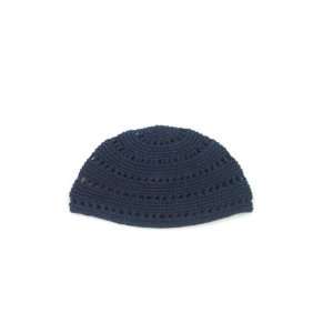   Knitted Frik Kippah in Blue with Open Work Design: Everything Else