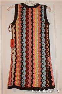 MISSONI For Target Womens Multicolor Brown Zig Zag Sleeveless Sweater 