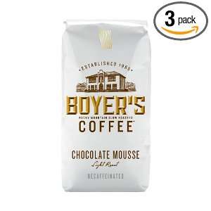 Boyers Coffee Chocolate Mousse Decaf, 12 Ounce Bags (Pack of 3 