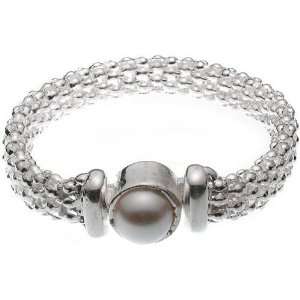  Silver Mesh Magnetic Bracelet with Pearl Clasp: Jewelry