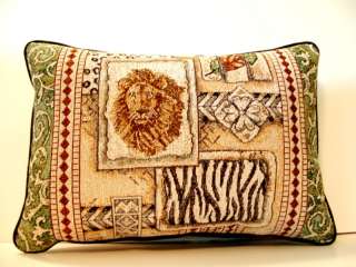 Safari  Lion & Animal Prints Tapestry Pillow New!  