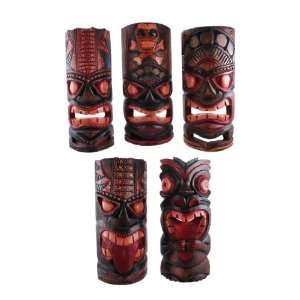 Set of 5 Polynesian Tiki Style Wall Masks 11 Inch 