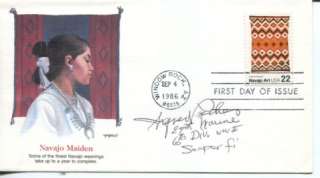Alfred Peaches Navajo Code Talker USMC Signed Autograph FDC  