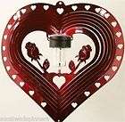 Wind Spinner Heart & Rose Solar Light Stainless Steel Red Great Gift 