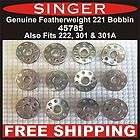 GENUINE SINGER Featherweight Bobbin Bobbins 221, 222 & 301, 301A FREE 