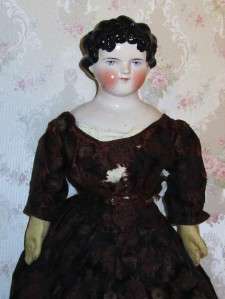   Large Antique Early Dolly Madison China Doll Body Clothes Dress  