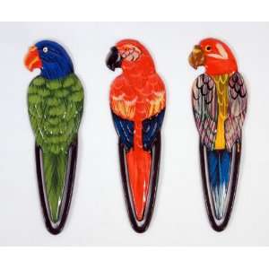   Handpainted Assorted Parrot Bird Bookmark (Set Of 12): Office Products