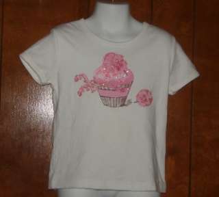 Girls Moe & Madi Boutique Pink Cupcake Birthday Cotton T Shirt Top sz 