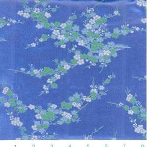 45 Wide Oriental Brocade Fabric Cherry Blossom Cadet/Green By The 