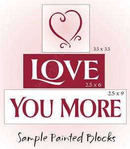 STENCIL Love You More Primitive Valentine Heart Signs  
