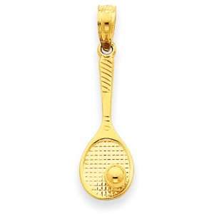  14k Yellow Gold Tennis Racquet and Ball Charm Jewelry