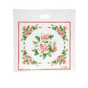   20X20X5, Die Cut Handle Rose, Plastic Shopping Bags,  15.9 cents/bag