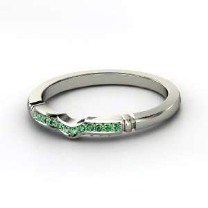   Elizabeth Matching Band, Platinum Ring with Emerald & Diamond Jewelry