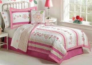 Shabby Girlish Sweet Country Cotton Quilt Set + Shams Hand Pieced Pink 