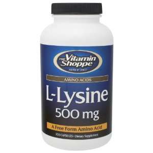  Vitamin Shoppe   L Lysine, 500 mg, 300 capsules: Health 