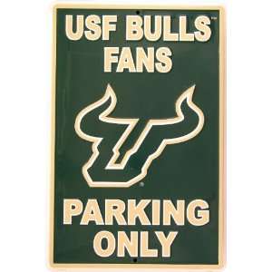 USF Bulls Fan Metal Parking Sign 12 x 18 embossed  Sports 