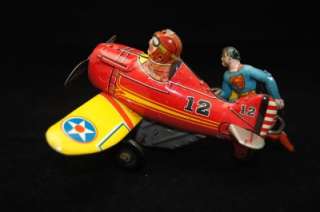 1940S SUPERMAN ROLLOVER PLANE BY MARX VERY RARE SUPER HERO TIN TOY 