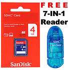 New SanDisk 4GB Class 4 SD HC SDHC Memory Card w/Reader
