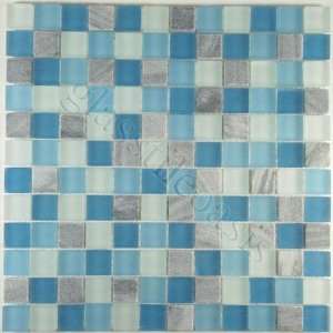   Blue Via Appia Series Frosted Glass and Stone Tile   13656: Home