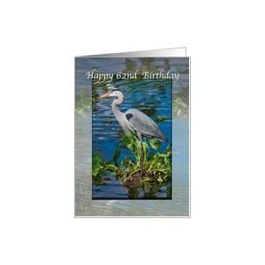  62nd Birthday Card with Great Blue Heron Card Toys 