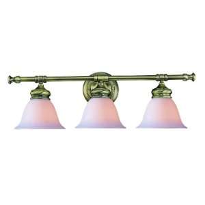   AB Antique Brass Oxford Three Light Solid Cast Bath Bar Accented with