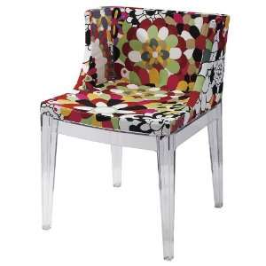  Crystal Clear Dining Arm Chair w Floral Fabric Cover 