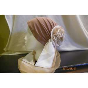   Headwear Turban Bonnet Hijab camel & White Hat Set: Everything Else