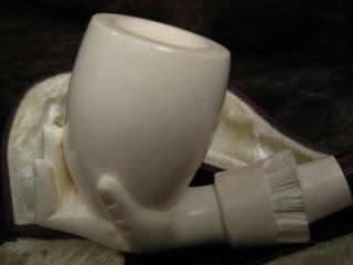   Vintage Carved Meerschaum Smoking Pipe From Budapest Adler Fulop Fia